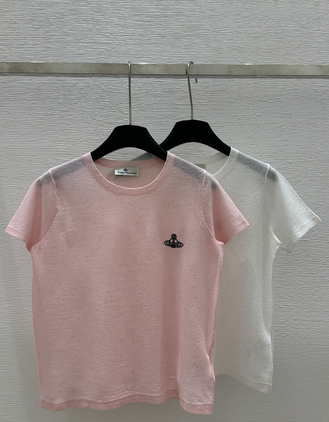 NO:307006,VI Home Early Spring New Style Solid Color Sequin Round Neck Knitted Short Sleeve 1 Color Pink White Size 36.38.40, T-shirt,alexander wang19860909VI家  早春新款 纯色亮片圆领针织短袖 1 颜色粉色 白色 尺码36.38.40,,T-shirt,alexander wang,Women's clothing