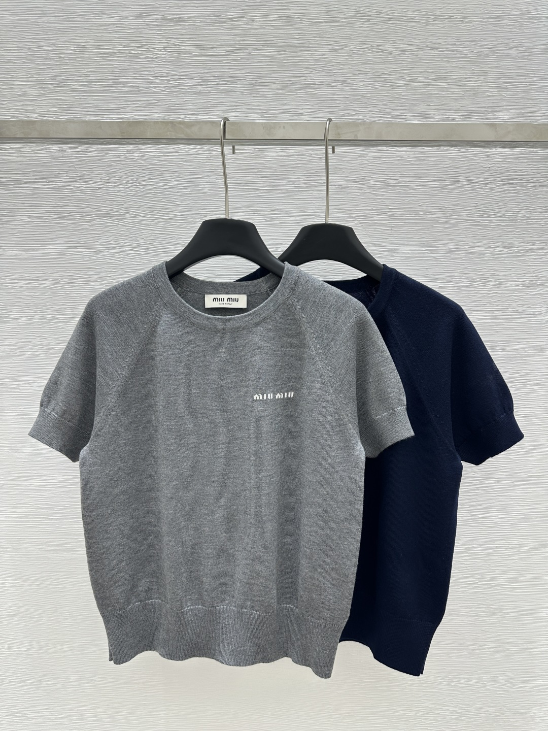 NO:310676,M Home Early Spring New Style Solid Color Round Neck Letter Knitted Short Sleeve Color Gray Royal Blue Size 36.38.40, T-shirt,alexander wang19860909M家  早春新款 纯色圆领字母针织短袖 颜色灰色 宝蓝色 尺码36.38.40,,T-shirt,alexander wang,Women's clothing