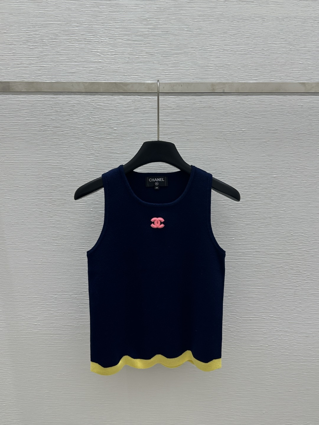 NO:321623,CH Home Early Spring New Style Round-neck Color-blocked Lace Knitted Vest Color Royal Blue Size 36.38.40,,alexander wang19860909CH家  早春新款 圆领拼色花边针织背心 颜色宝蓝色 尺码36.38.40,,alexander wang,Women's clothing