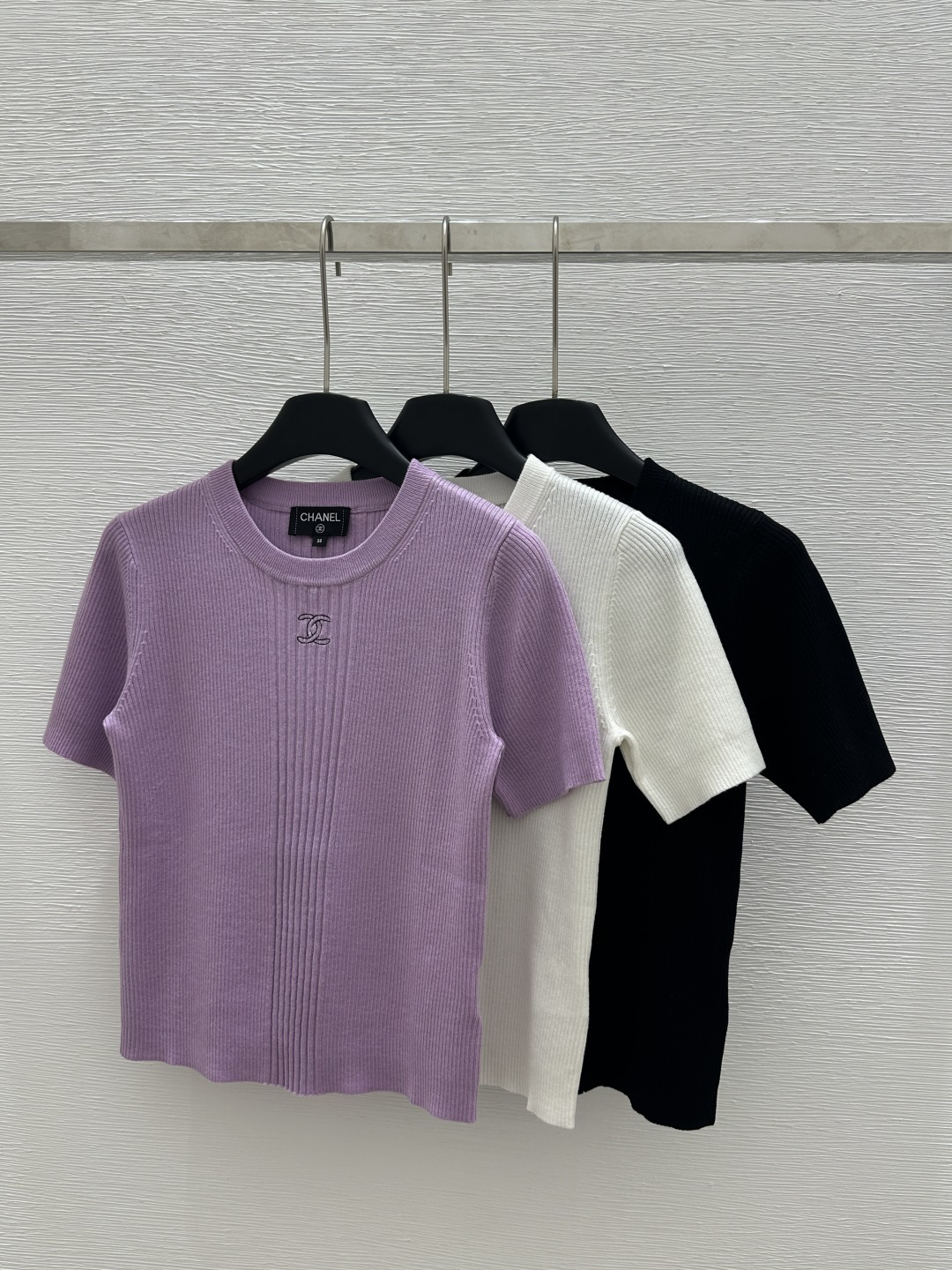 NO:321630,CH Home Early Spring New Style Solid Color Round Neck Hollow Knitted Short Sleeve Color Purple White Black Size 36.38.40, T-shirt,alexander wang19860909CH家  早春新款 纯色圆领镂空针织短袖 颜色紫色 白色 黑色 尺码36.38.40,,T-shirt,alexander wang,Women's clothing