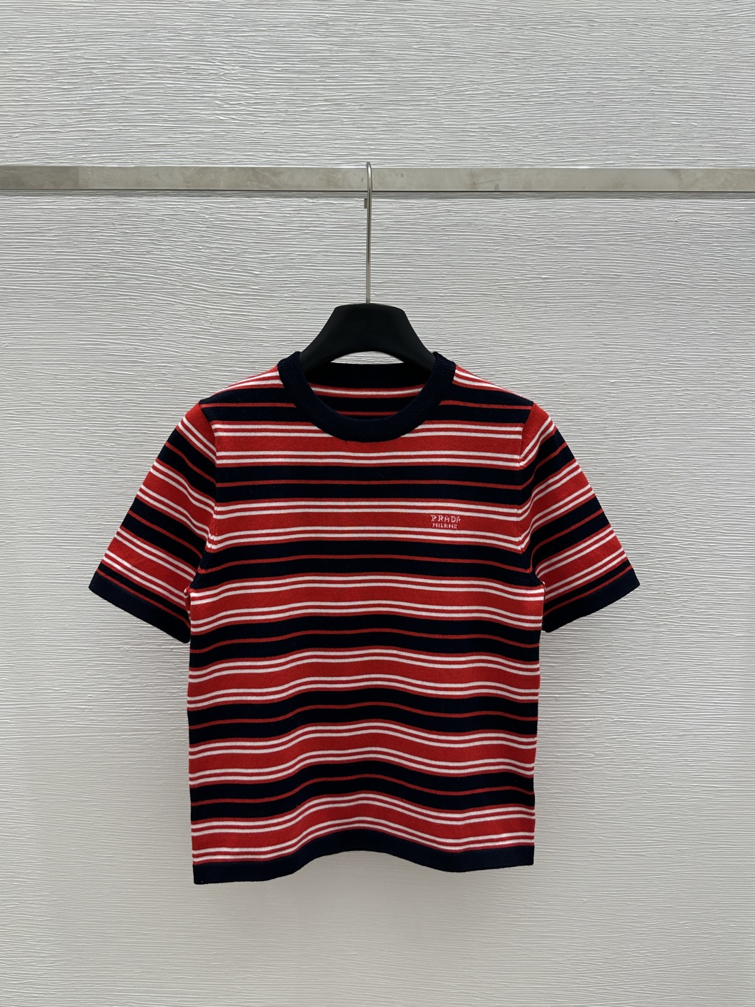 NO:321645,P home early spring new style round neck contrast striped knitted short sleeve color royal blue size 36.38.40, T-shirt, alexander wang19860909P家  早春新款 圆领撞色条纹针织短袖 颜色宝蓝色 尺码36.38.40,,T-shirt,alexander wang,Women's clothing