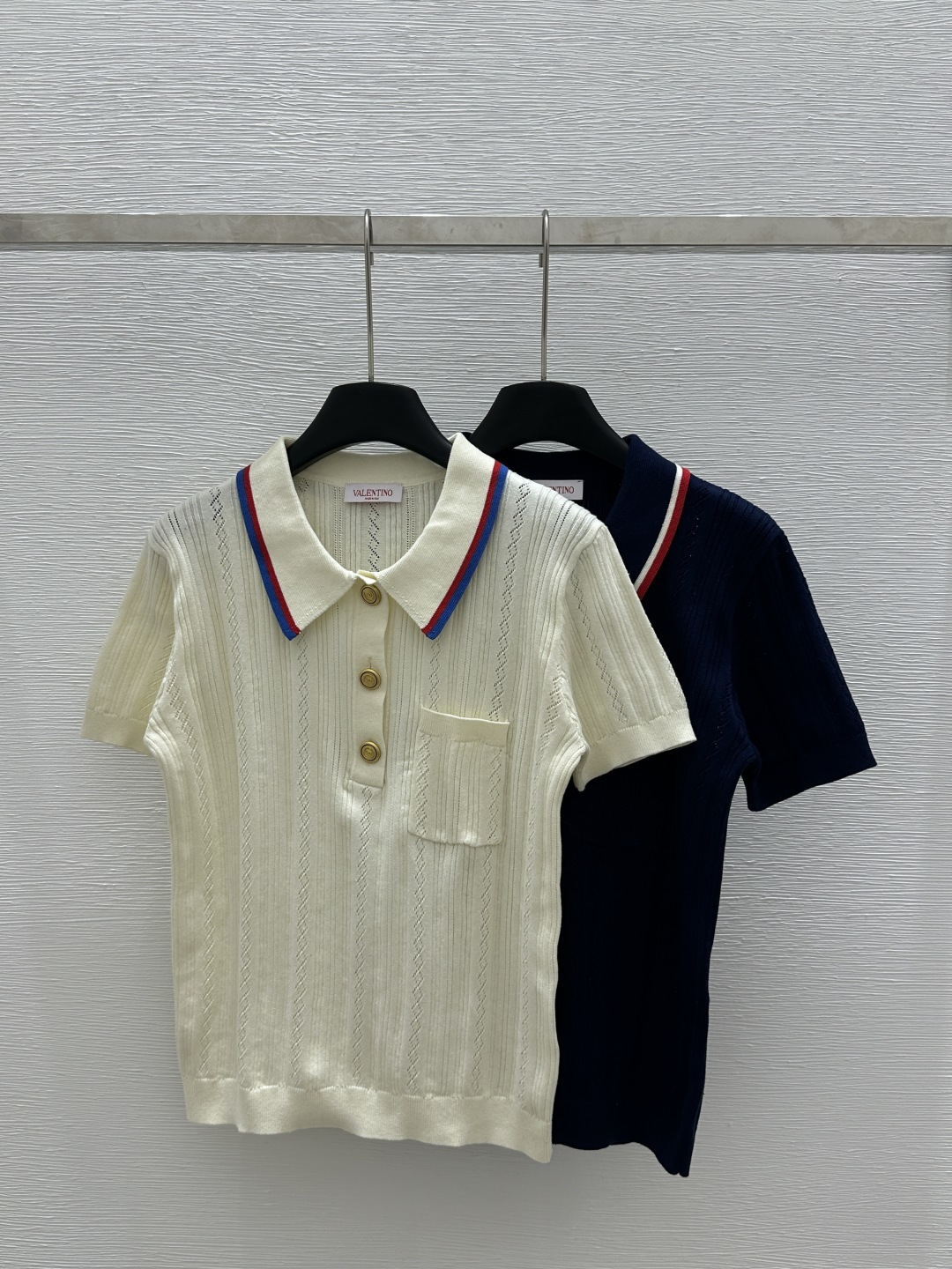 NO:321643,VA Home Early Spring New Style Striped Lapel Pocket Knitted Short Color White Royal Blue Size 36.38.40, Alexander Wang19860909VA家  早春新款 条纹翻领口袋针织短 颜色白色 宝蓝色 尺码36.38.40,,alexander wang,Women's clothing