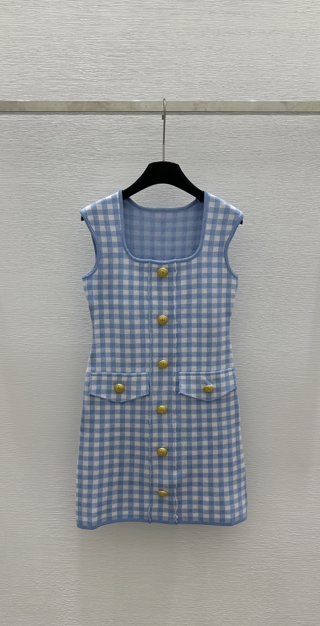 NO:322745,BA Home Early Spring New Style Bright Collar Checkered Knitted Dress 115 Color Blue Size 36.38.40, Skirts,alexander wang19860909BA家  早春新款 大方领方格针织连衣裙 115 颜色蓝色 尺码36.38.40,,skirts,alexander wang,Women's clothing