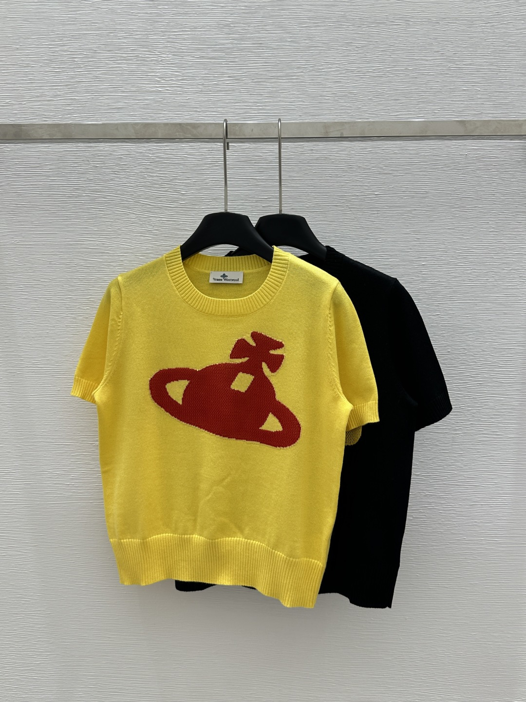NO:324374,VI Home Early Spring New Style Round Neck Contrast Pattern Knitted Short Sleeve Color Yellow Black Size 36.38.40, T-shirt,alexander wang19860909VI家  早春新款 圆领撞色图案针织短袖 颜色黄色 黑色 尺码36.38.40,,T-shirt,alexander wang,Women's clothing