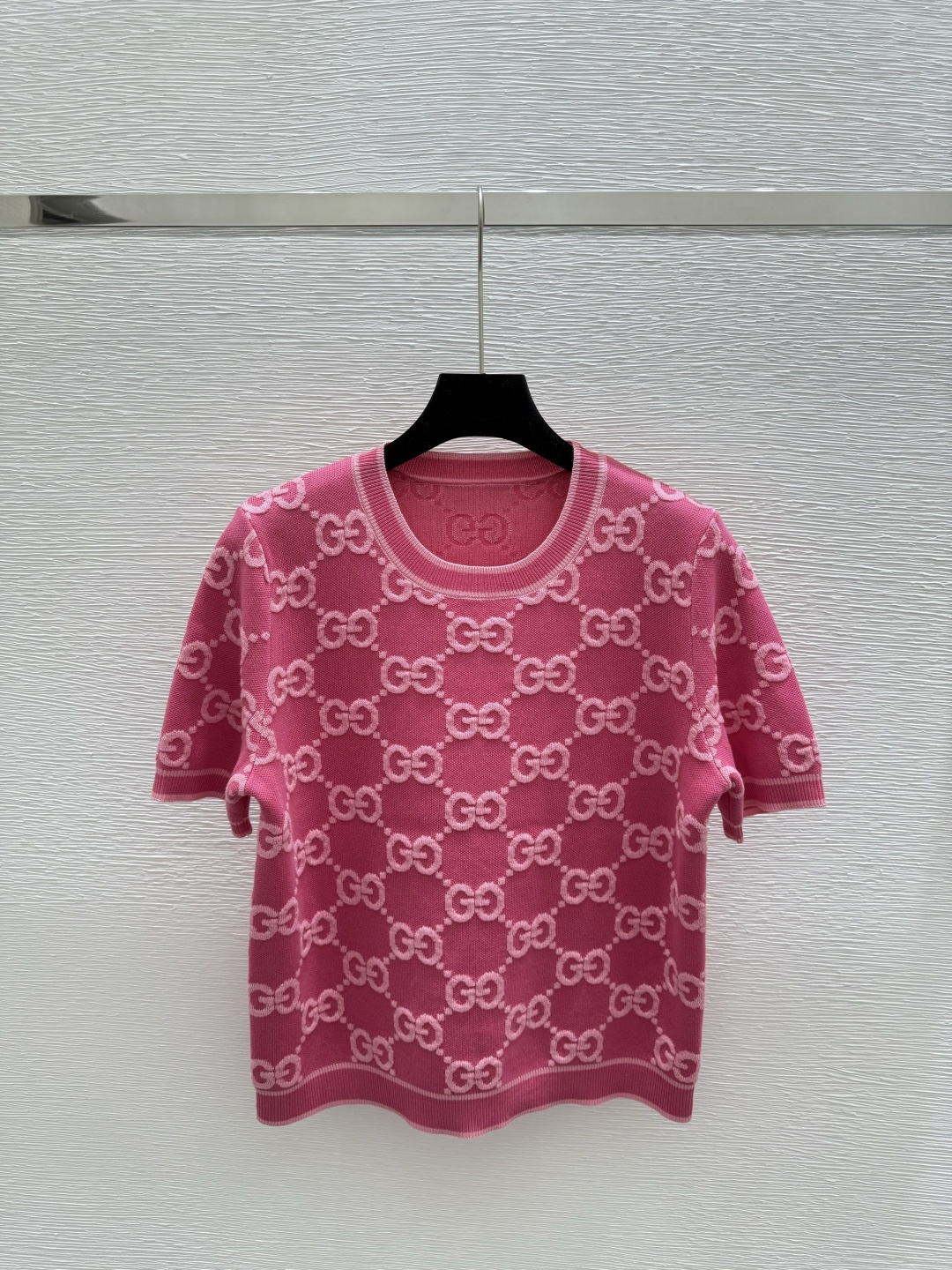 NO:329215,G Home Early Spring New Style Round Neck Presbyterian Knitted Short Sleeve Color Pink Size 36.38.40, gucci, T-shirt, alexander wang19860909G家  早春新款 圆领老花针织短袖 颜色粉色 尺码36.38.40,,gucci,T-shirt,alexander wang,Women's clothing