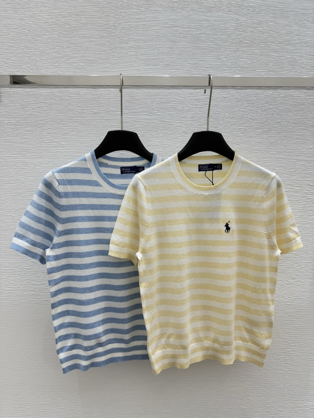 NO:329227,PO Home Early Spring New Style Round Neck Contrast Stripe Knitted Short Sleeve Color Yellow Blue Size 36.38.40, T-shirt,alexander wang19860909PO家  早春新款 圆领撞色条纹针织短袖 颜色黄色 蓝色 尺码36.38.40,,T-shirt,alexander wang,Women's clothing