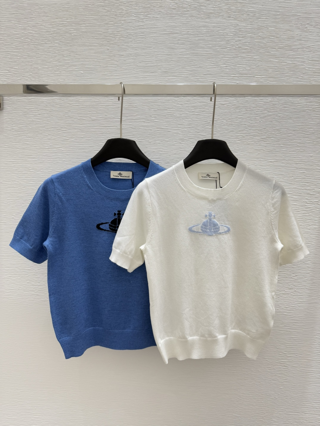 NO:329234,VI Home Early Spring New Style Round Territory Saturn Pattern Knitted Short Sleeve Color White Blue Size 36.38.40, T-shirt,alexander wang19860909VI家  早春新款 圆领土星图案针织短袖 颜色白色 蓝色 尺码36.38.40,,T-shirt,alexander wang,Women's clothing