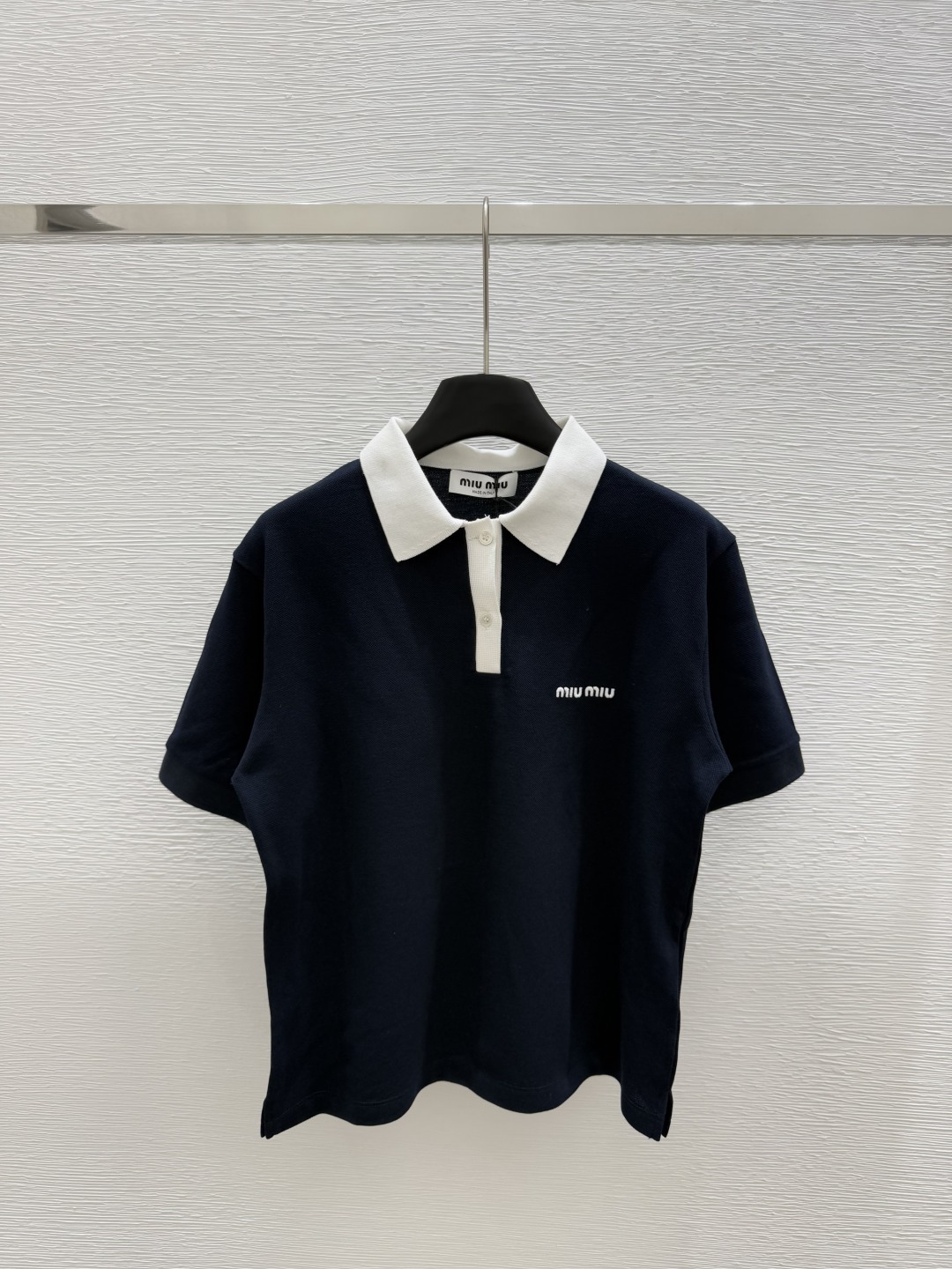 NO:329248,M Home Early Spring New Lapel Contrast Letter Knitted Short Sleeve Color Royal Blue Size 36.38.40, T-shirt,alexander wang19860909M家  早春新款 翻领撞色字母针织短袖 颜色宝蓝色 尺码36.38.40,,T-shirt,alexander wang,Women's clothing