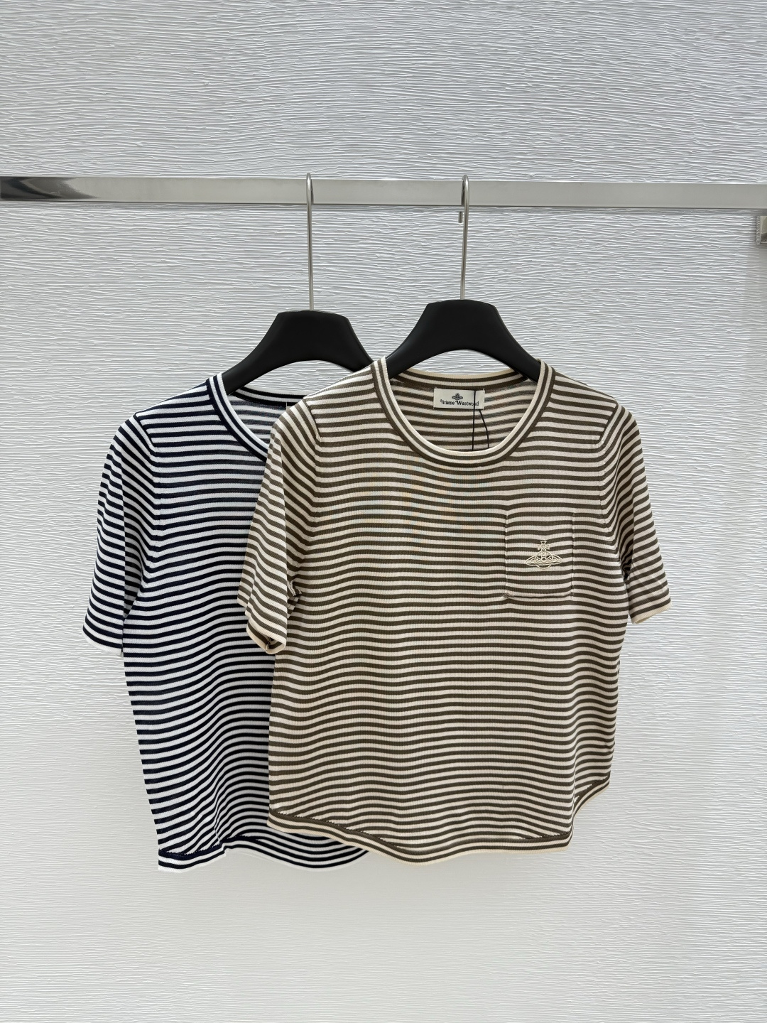 NO:417700,VA Home Early Spring New Style Round Collar Striped Knitting Short Sleeve Color Khaki Black Size 36.38.40, T-shirt,alexander wang19860909VA家  早春新款 圆领条纹针织短袖 颜色卡其色 黑色 尺码36.38.40,,T-shirt,alexander wang,Women's clothing