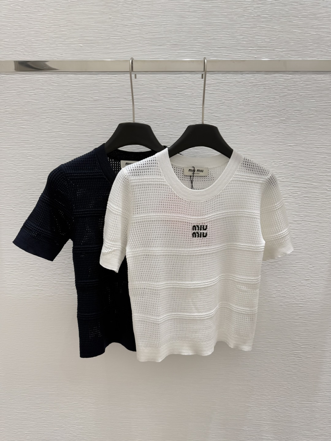 NO:334603,M Home Early Spring New Style Round Neck Hollow Knitted Short Sleeve Color White Royal Blue Size 36.38.40, T-shirt,alexander wang19860909M家  早春新款 圆领镂空针织短袖 颜色白色 宝蓝色 尺码36.38.40,,T-shirt,alexander wang,Women's clothing