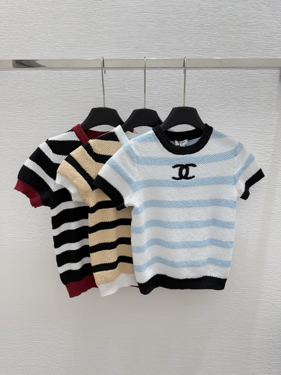 NO:334638,CH Home Early Spring New Style Round-neck Striped Knitted Short Sleeve Color Blue Yellow Black Size 36.38.40, T-shirt,alexander wang19860909CH家  早春新款 圆领条纹针织短袖 颜色蓝色 黄色 黑色 尺码36.38.40,,T-shirt,alexander wang,Women's clothing