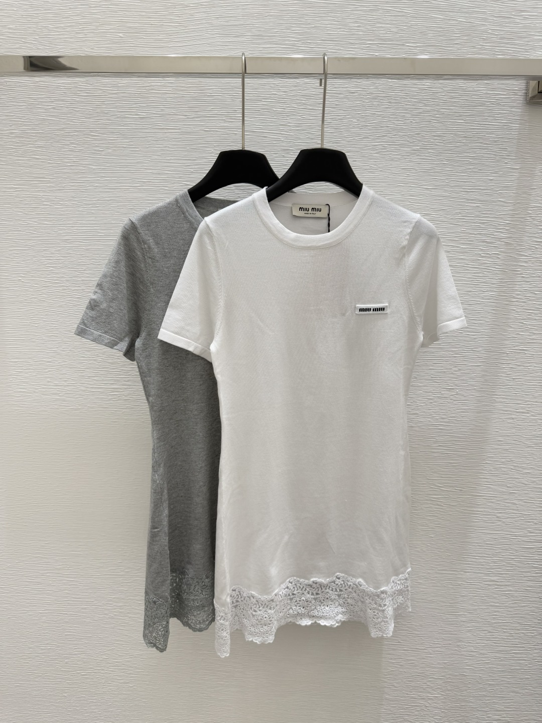 NO:410760,M Home Early Spring New Round Neck Lace Knitted Short Sleeve Dress Color White Gray Size 36.38.40, Skirts, T-shirt, alexander wang19860909M家  早春新款 圆领花边针织短袖连衣裙 颜色白色 灰色 尺码36.38.40,,skirts,T-shirt,alexander wang,Women's clothing