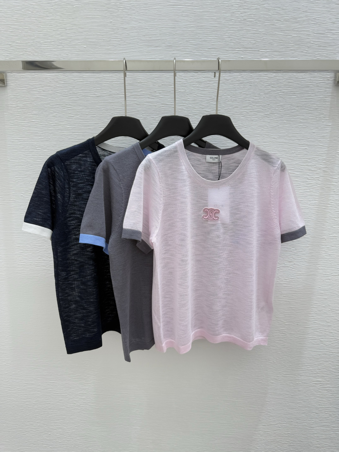 NO:417693,CE Home Early Spring New Style Round Neck Knitted Short Sleeve Color Pink Gray Royal Blue Size 36.38.40, T-shirt,alexander wang19860909CE家  早春新款 圆领针织短袖 颜色粉色 灰色 宝蓝色 尺码36.38.40,,T-shirt,alexander wang,Women's clothing