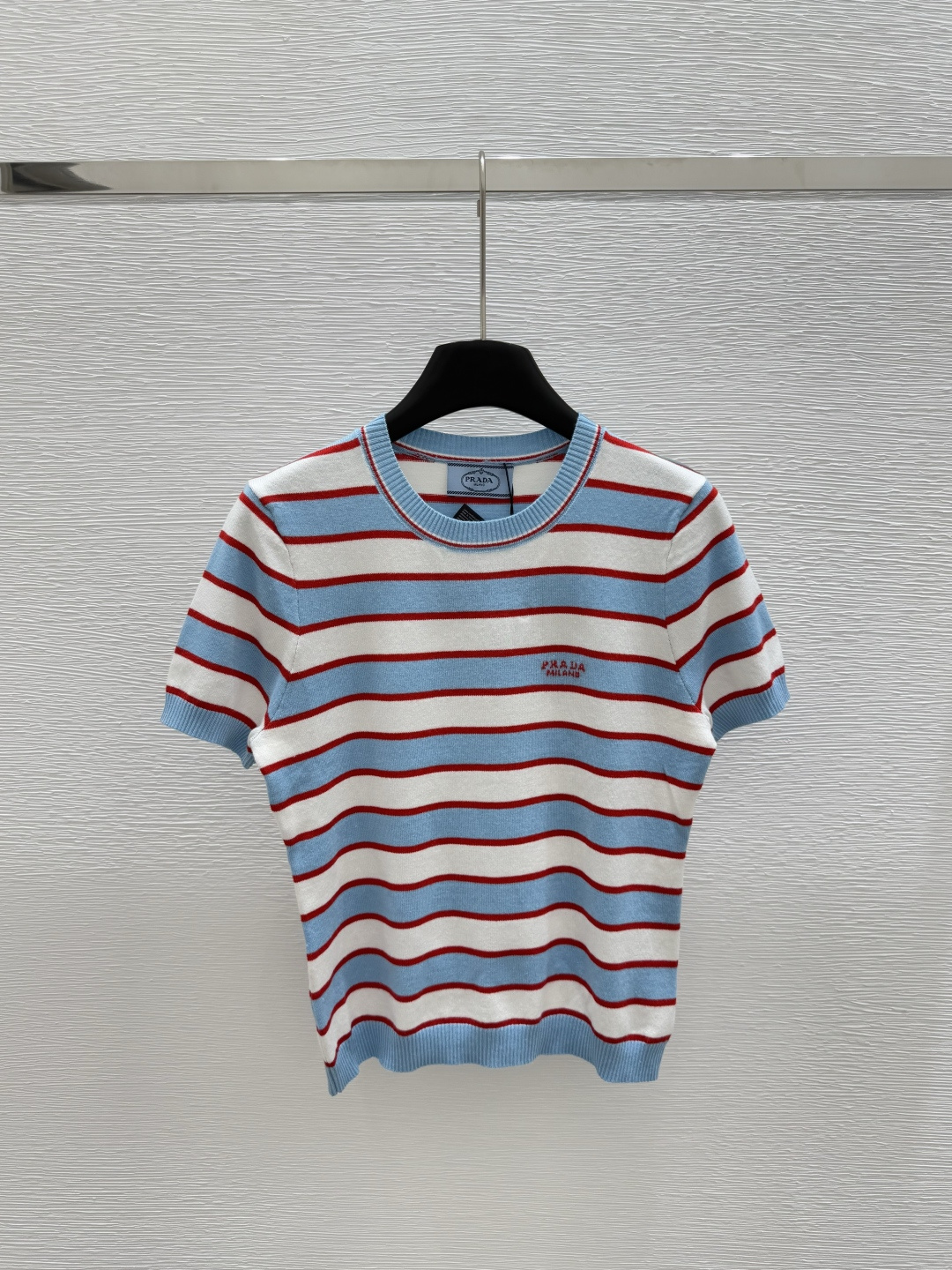NO:334872,P home, early spring new style, round neck striped knitted short sleeves, color blue, size 36.38.40,,T-shirt,alexander wang19860909P家  早春新款 圆领条纹针织短袖 颜色蓝色 尺码36.38.40,,T-shirt,alexander wang,Women's clothing