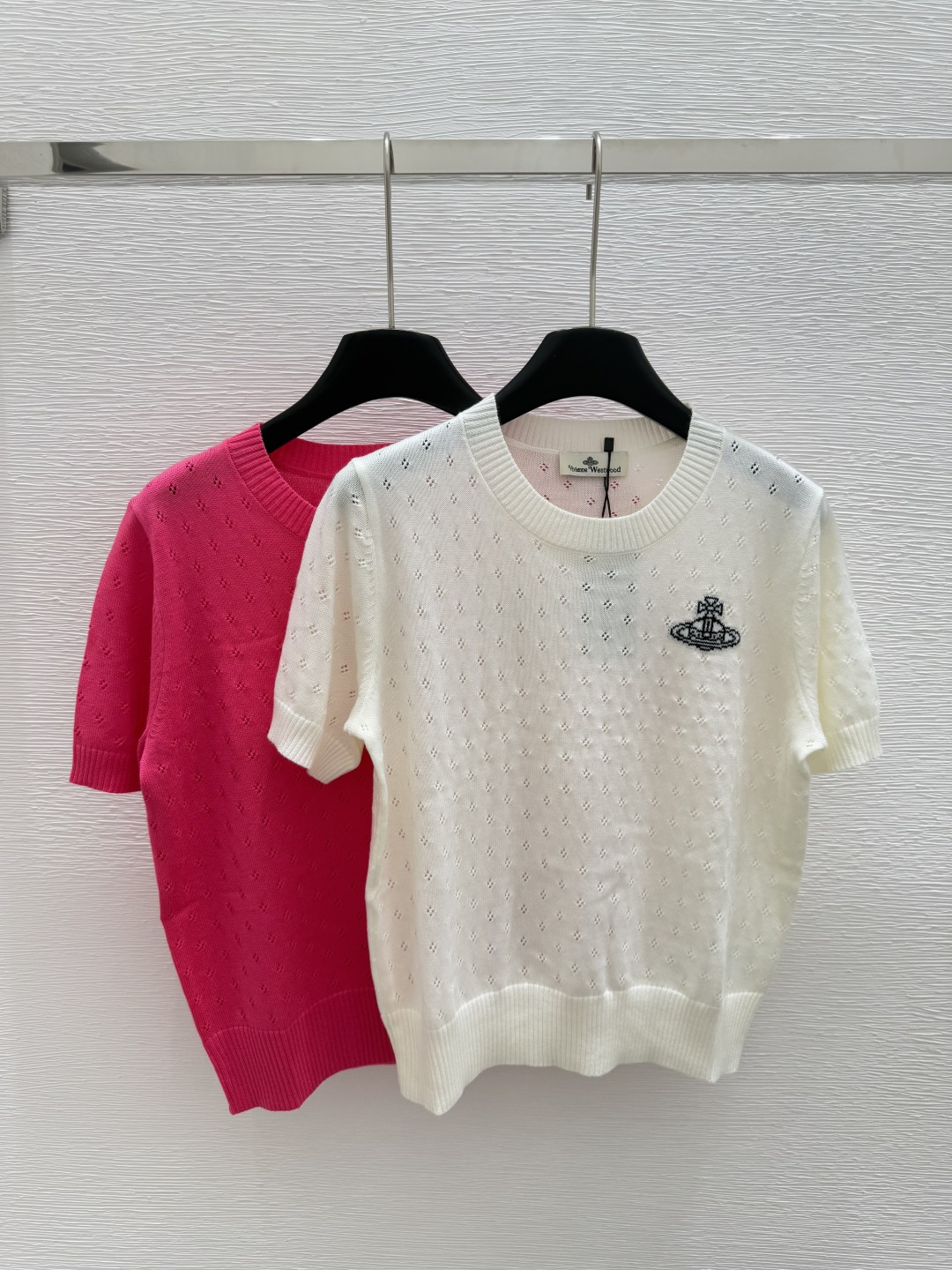 NO:410670,VI Home Early Spring New Style Round Neck Knitted Short Sleeve Color Pink White Size 36.38.40, T-shirt,alexander wang19860909VI家  早春新款 圆领针织短袖 颜色粉色 白色 尺码36.38.40,,T-shirt,alexander wang,Women's clothing
