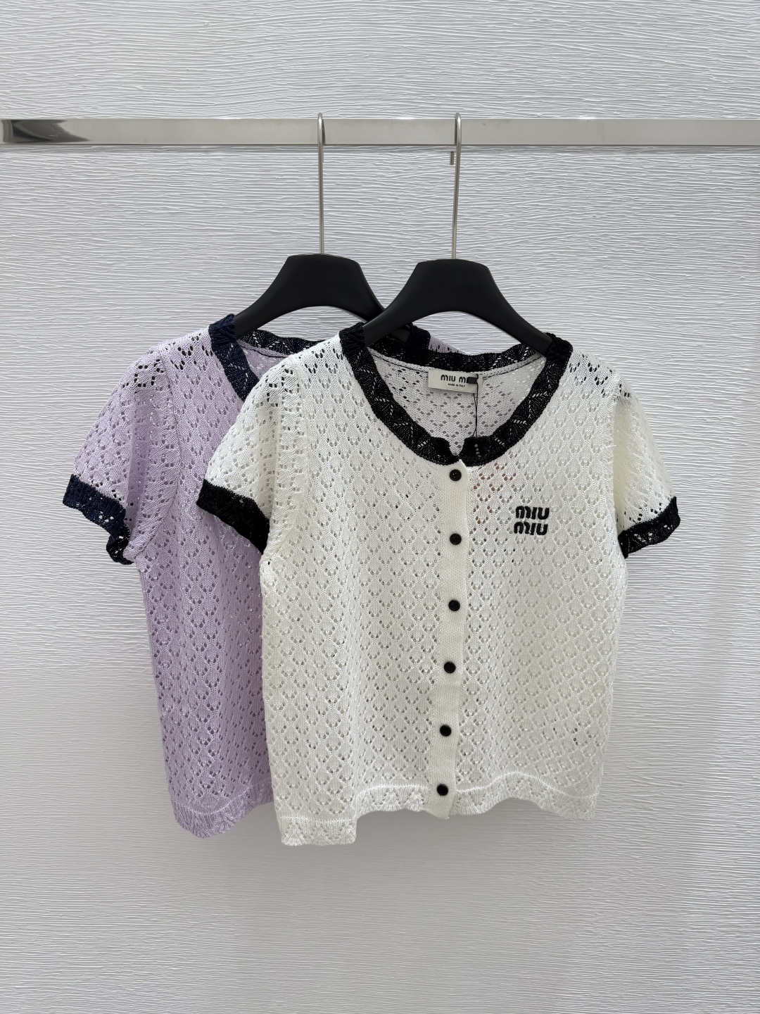 NO:410841,M Home Early Spring New Round Neck Cardigan Knitted Short Sleeve Color White Purple Size 36.38.40, T-shirt,alexander wang19860909M家  早春新款 圆领开衫针织短袖 颜色白色 紫色 尺码36.38.40,,T-shirt,alexander wang,Women's clothing