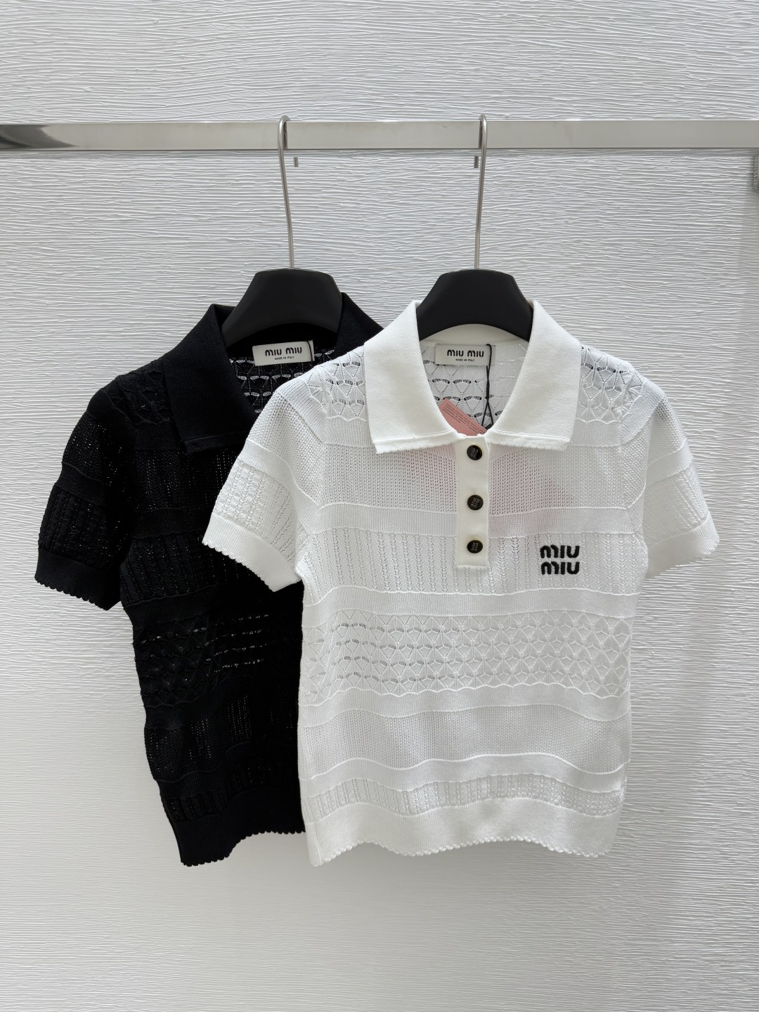 NO:417761,M Home Early Spring New Lapel Knitted Short Sleeve Color White Black Size 36.38.40, T-shirt,alexander wang19860909M家  早春新款 翻领针织短袖 颜色白色 黑色 尺码36.38.40,,T-shirt,alexander wang,Women's clothing
