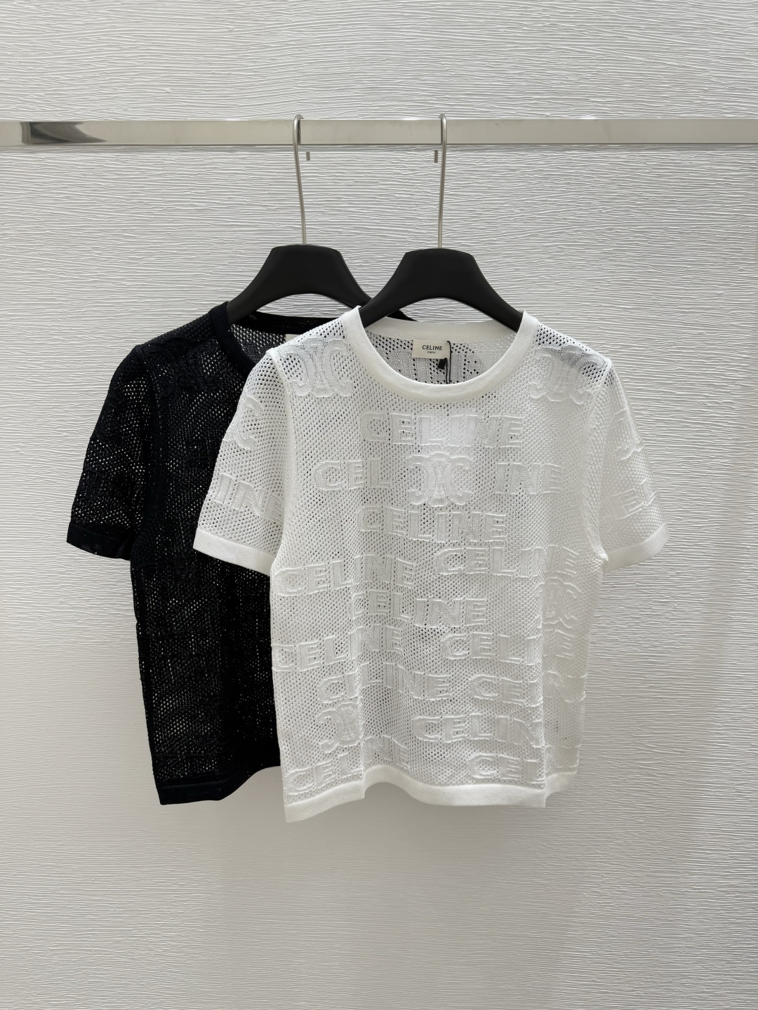 NO:417727,CE Home Early Spring New Style Round Neck Hollow Knitted Short Sleeve Color White Black Size 36.38.40, T-shirt,alexander wang19860909CE家  早春新款 圆领镂空针织短袖 颜色白色 黑色 尺码36.38.40,,T-shirt,alexander wang,Women's clothing