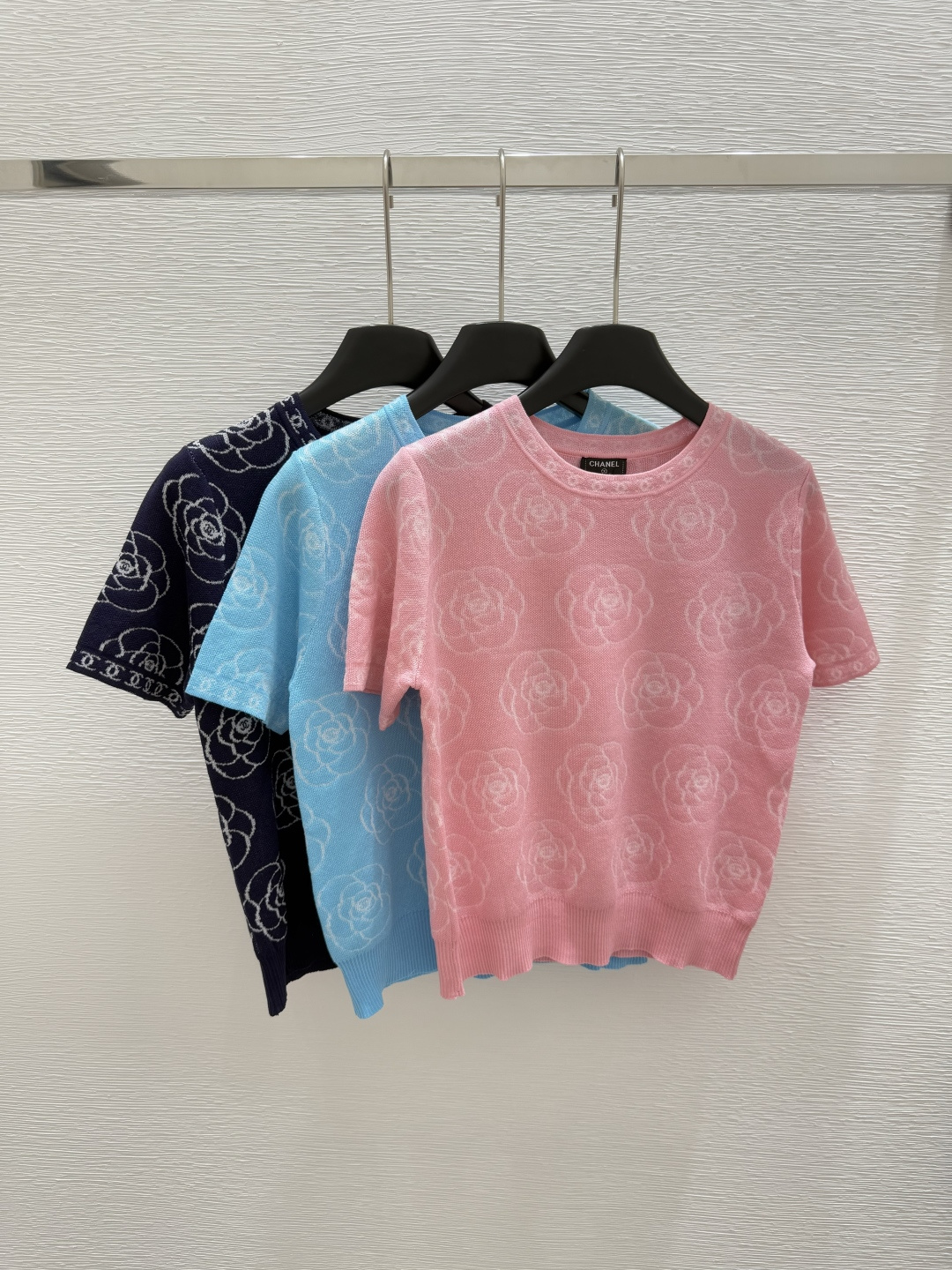 NO:417787,CH Home Early Spring New Style Round Neck Print Knitted Short Sleeve Color Pink Blue Royal Blue Size 36.38.40, T-shirt,alexander wang19860909CH家  早春新款 圆领印花针织短袖 颜色粉色 蓝色 宝蓝色 尺码36.38.40,,T-shirt,alexander wang,Women's clothing