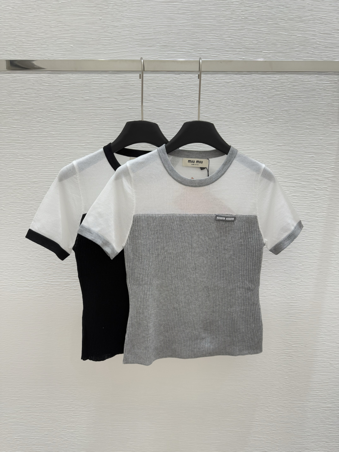 NO:417823,M Home Early Spring New Style Round Neck Knitted Short Sleeve Color Gray Black Size 36.38.40, T-shirt,alexander wang19860909M家  早春新款 圆领针织短袖 颜色灰色 黑色 尺码36.38.40,,T-shirt,alexander wang,Women's clothing