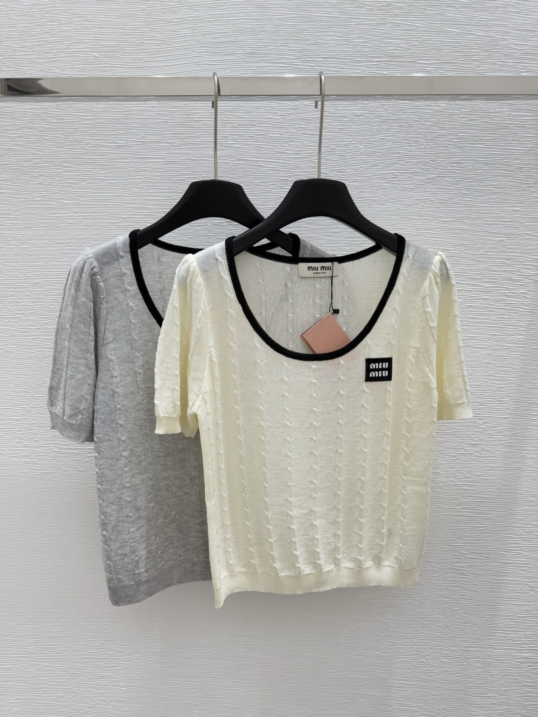 NO:419380,M Home Early Spring New Style Round Neck Knitted Short Sleeve Color White Gray Size 36.38.40, T-shirt,alexander wang19860909M家  早春新款 圆领针织短袖 颜色白色 灰色 尺码36.38.40,,T-shirt,alexander wang,Women's clothing