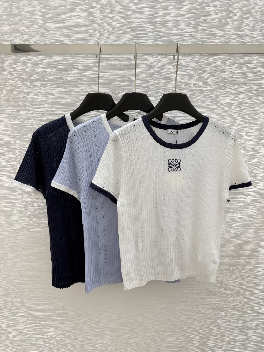 NO:419428,LO Home Early Spring New Style Round Neck Knitted Short Sleeve Color White Blue Royal Blue Size 36.38.40, T-shirt,alexander wang19860909LO家  早春新款 圆领针织短袖 颜色白色 蓝色 宝蓝色 尺码36.38.40,,T-shirt,alexander wang,Women's clothing