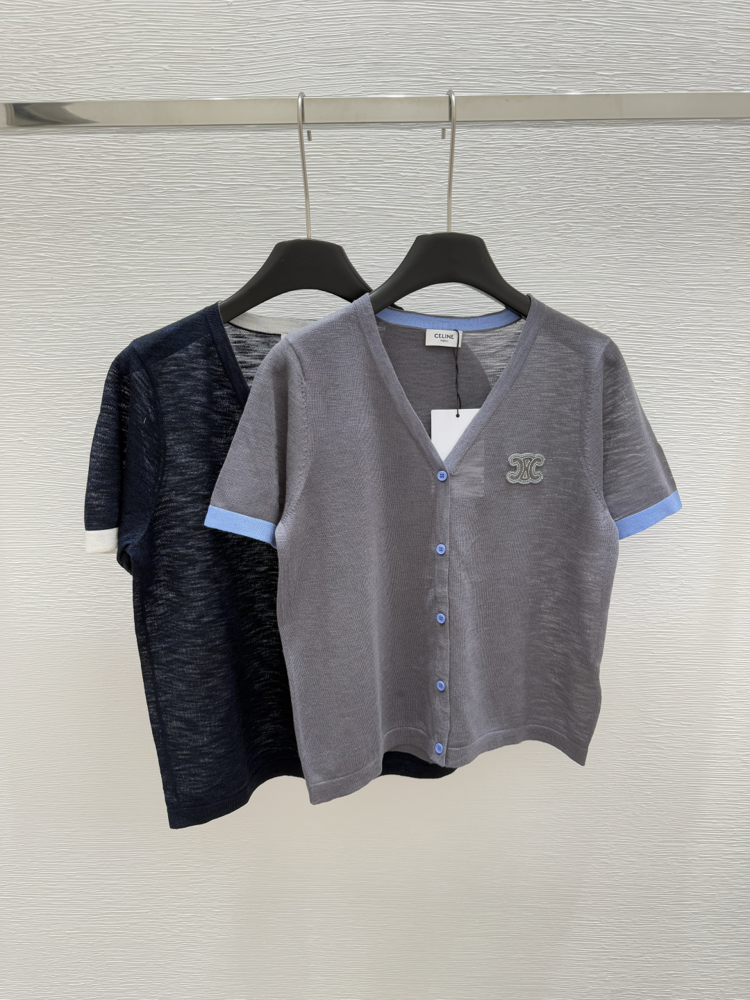 NO:410730,CE Home Early Spring New Cardigan Knitted Short Sleeve Color Gray Black Size 36.38.40, T-shirt,alexander wang19860909CE家  早春新款 开衫针织短袖 颜色灰色 黑色 尺码36.38.40,,T-shirt,alexander wang,Women's clothing