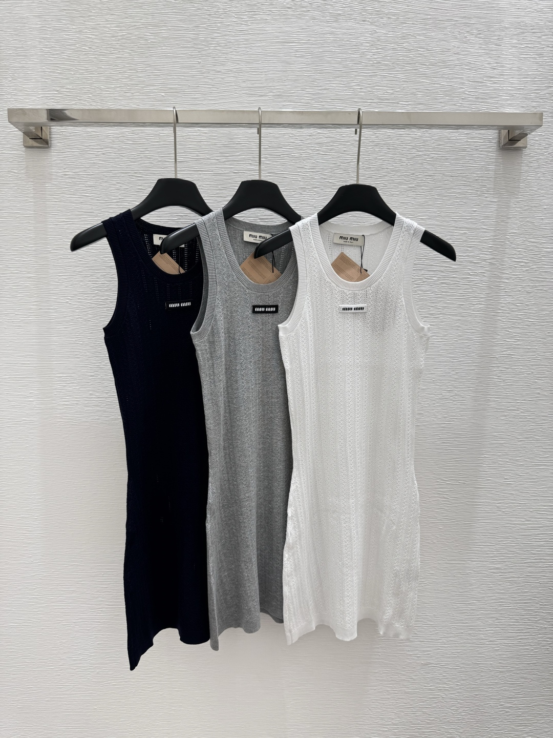 NO:410820,M Home Summer New Style Solid Color Simple Hollow Round Neck Knitted Vest Skirt Color White Black Gray Size 36.38.40, Skirts,alexander wang19860909M家 夏季新款 纯色简约镂空圆领针织背心裙 颜色白色 黑色 灰色 尺码36.38.40,,skirts,alexander wang,Women's clothing