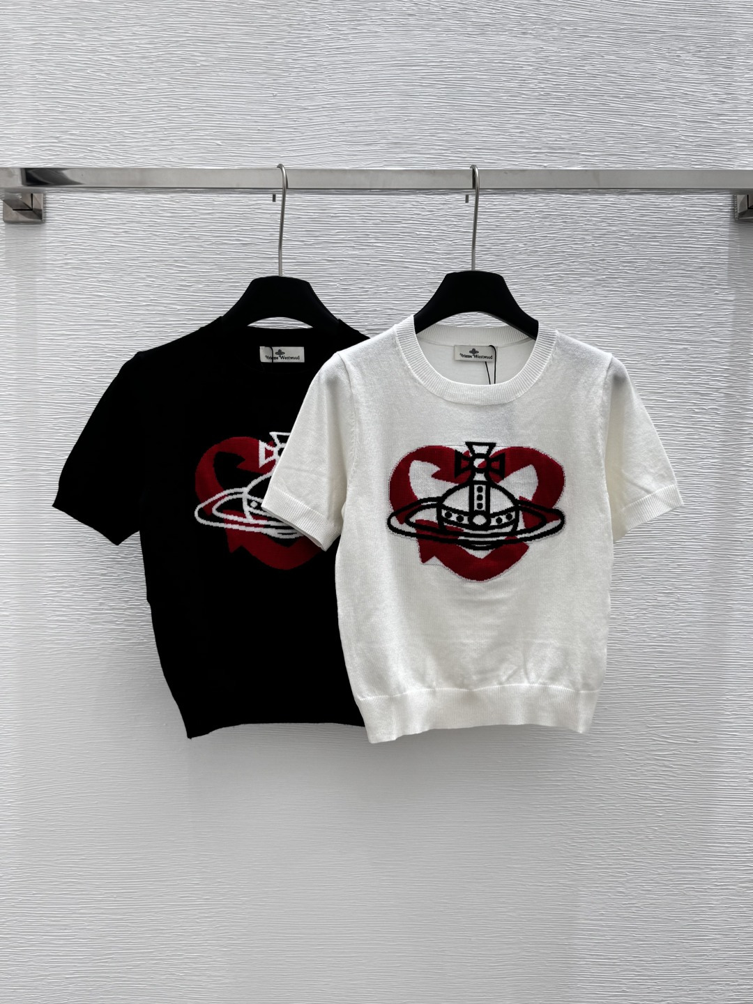 NO:410780,Vi Home Summer New Style Love Saturn Jacquard Round Neck Knitted Short Sleeve Color White Black Size 36.38.40, T-shirt,alexander wang19860909vi家 夏季新款 爱心土星提花圆领针织短袖 颜色白色 黑色 尺码36.38.40,,T-shirt,alexander wang,Women's clothing