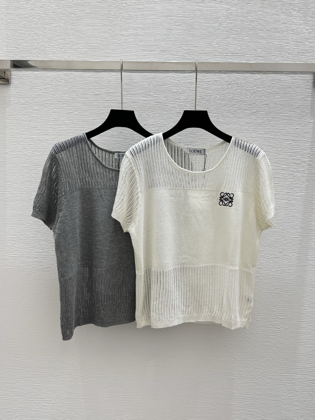 NO:410776,LO Home Summer New Style Hollow Simple Round Neck Knitted Short Sleeve Color White Gray Size 36.38.40, T-shirt,alexander wang19860909LO家 夏季新款 镂空简约圆领针织短袖 颜色白色 灰色 尺码36.38.40,,T-shirt,alexander wang,Women's clothing