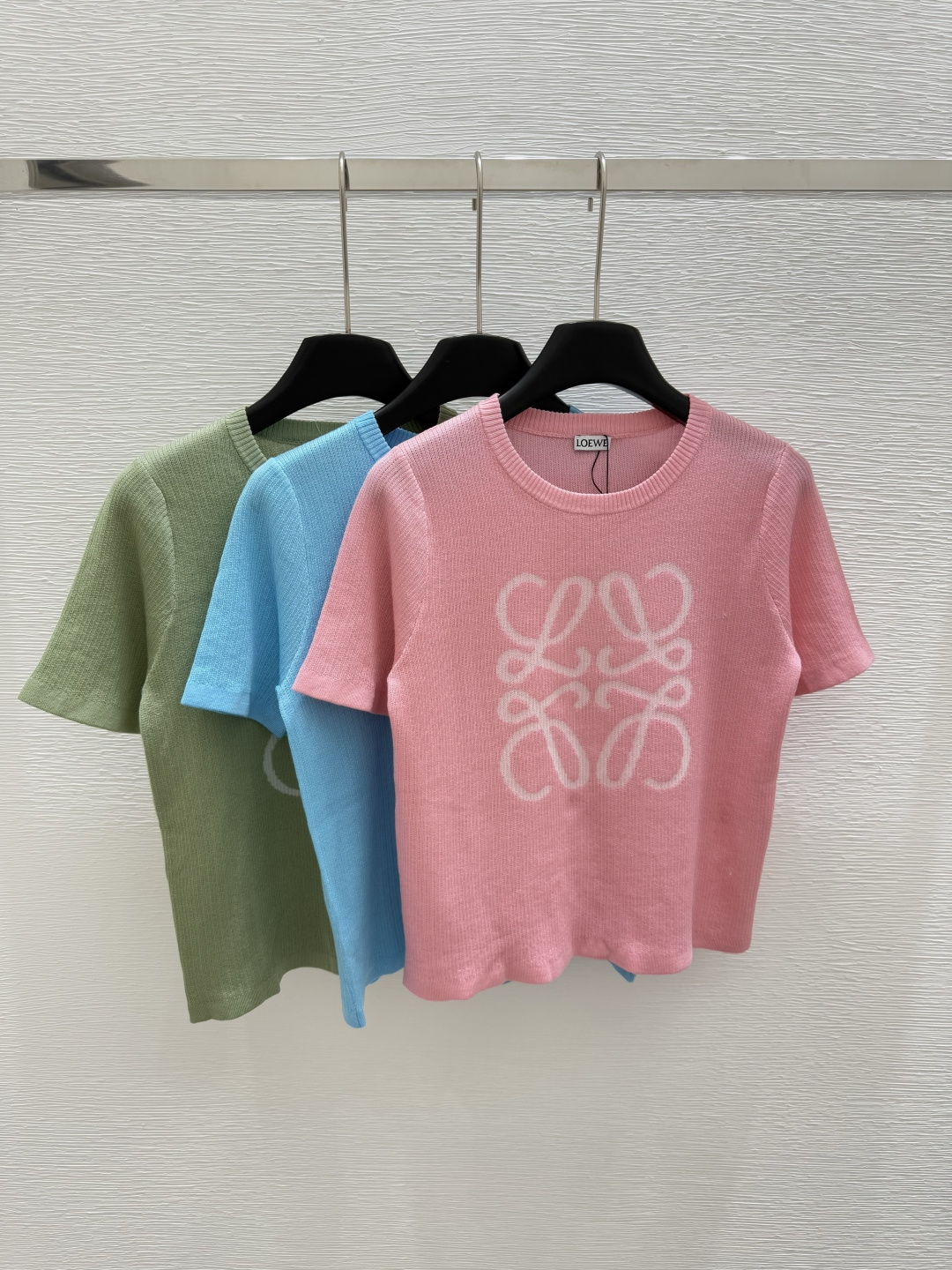 NO:424993,LO Home Summer New Style Round Neck Knitted Short Sleeve Color Pink Blue Green Size 36.38.40, T-shirt,alexander wang19860909LO家 夏季新款 圆领针织短袖 颜色粉色 蓝色 绿色 尺码36.38.40,,T-shirt,alexander wang,Women's clothing