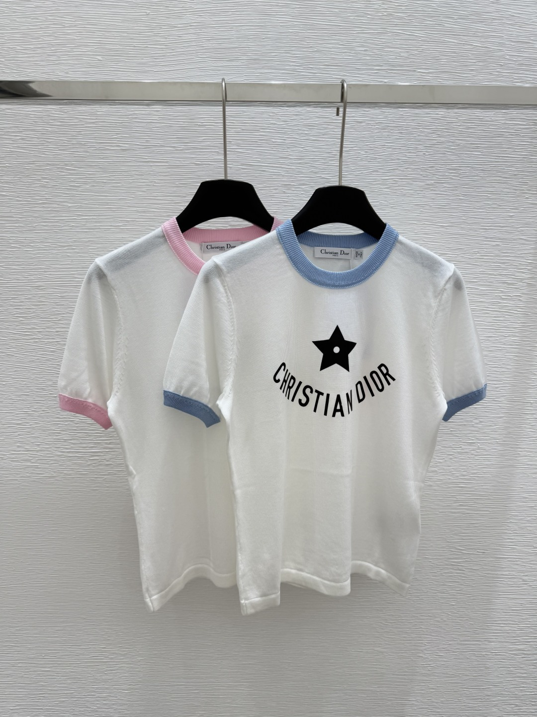 NO:419575,D Home New Summer Style Round Neck Knitted Alphabet Short Sleeve Color Blue Pink Size 36.38.40, Dior, T-shirt, alexander wang19860909D家 夏季新款 圆领针织字母短袖 颜色蓝色 粉色 尺码36.38.40,,dior,T-shirt,alexander wang,Women's clothing