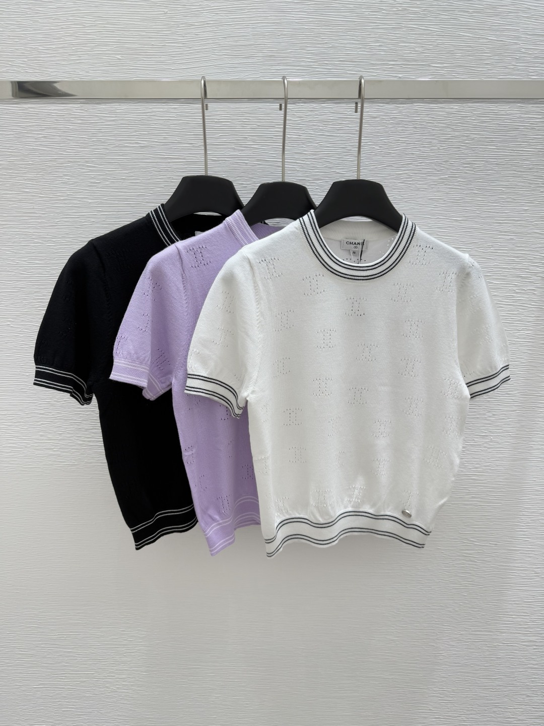 NO:419566,CH Home Summer New Style Round Neck Knitted Short Sleeve Color Purple White Black Size 36.38.40, T-shirt,alexander wang19860909CH家 夏季新款 圆领针织短袖 颜色紫色 白色 黑色 尺码36.38.40,,T-shirt,alexander wang,Women's clothing