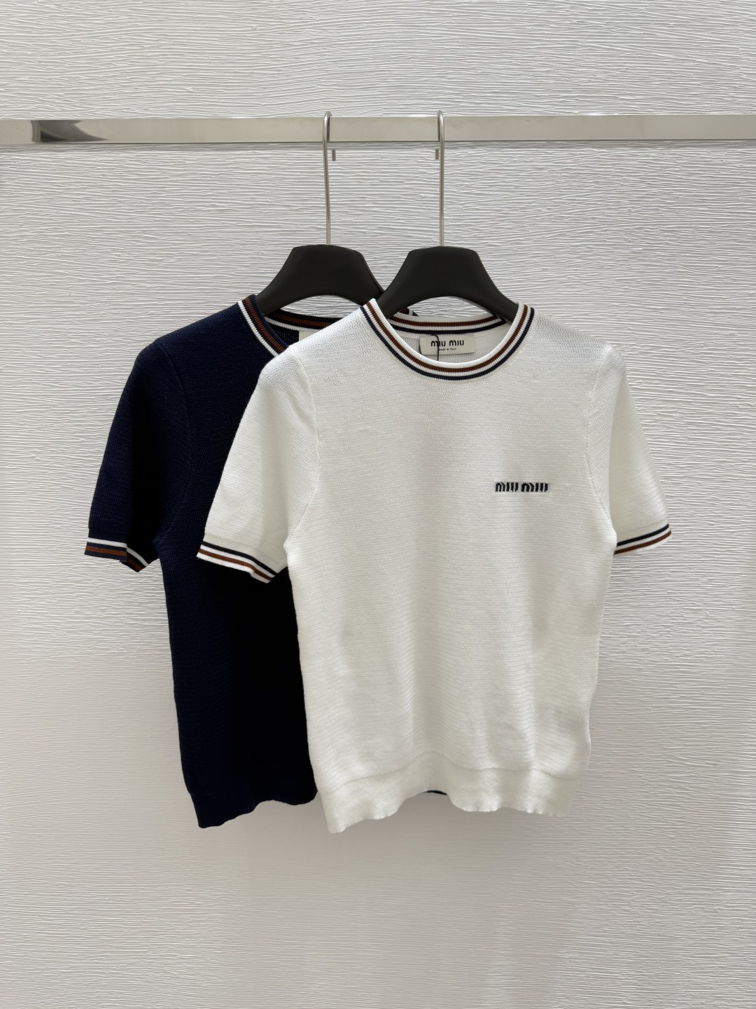 NO:419637,M Home Early Spring New Style Round Neck Knitted Short Sleeve Color White Royal Blue Size 36.38.40, T-shirt,alexander wang19860909M家  早春新款 圆领针织短袖 颜色白色 宝蓝色 尺码36.38.40,,T-shirt,alexander wang,Women's clothing