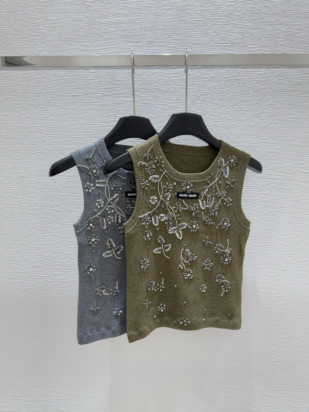 NO:425371,M Home New Summer Style Round Neck Knitted Beaded Sequins Short Sleeve Color Green Gray Size 36.38.40, T-shirt,alexander wang19860909M家 夏季新款 圆领针织钉珠亮片短袖 颜色绿色 灰色 尺码36.38.40,,T-shirt,alexander wang,Women's clothing