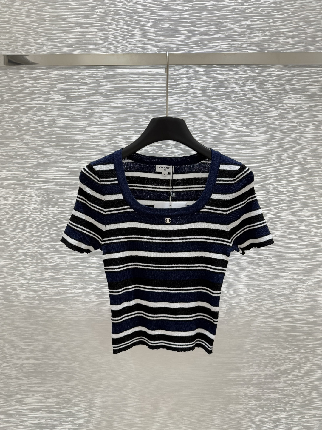 NO:425399,CH Home Summer New Style Round Neck Knitted Stripe Short Sleeve Color Royal Blue Size 36.38.40, T-shirt,alexander wang19860909CH家 夏季新款 圆领针织条纹短袖 颜色宝蓝色 尺码36.38.40,,T-shirt,alexander wang,Women's clothing