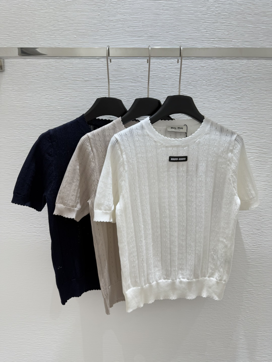 NO:425433,M Home New Summer Style Round Neck Knitted Short Sleeve Color White Gray Royal Blue Size 36.38.40, T-shirt,alexander wang19860909M家 夏季新款 圆领针织短袖 颜色白色 灰色 宝蓝色 尺码36.38.40,,T-shirt,alexander wang,Women's clothing