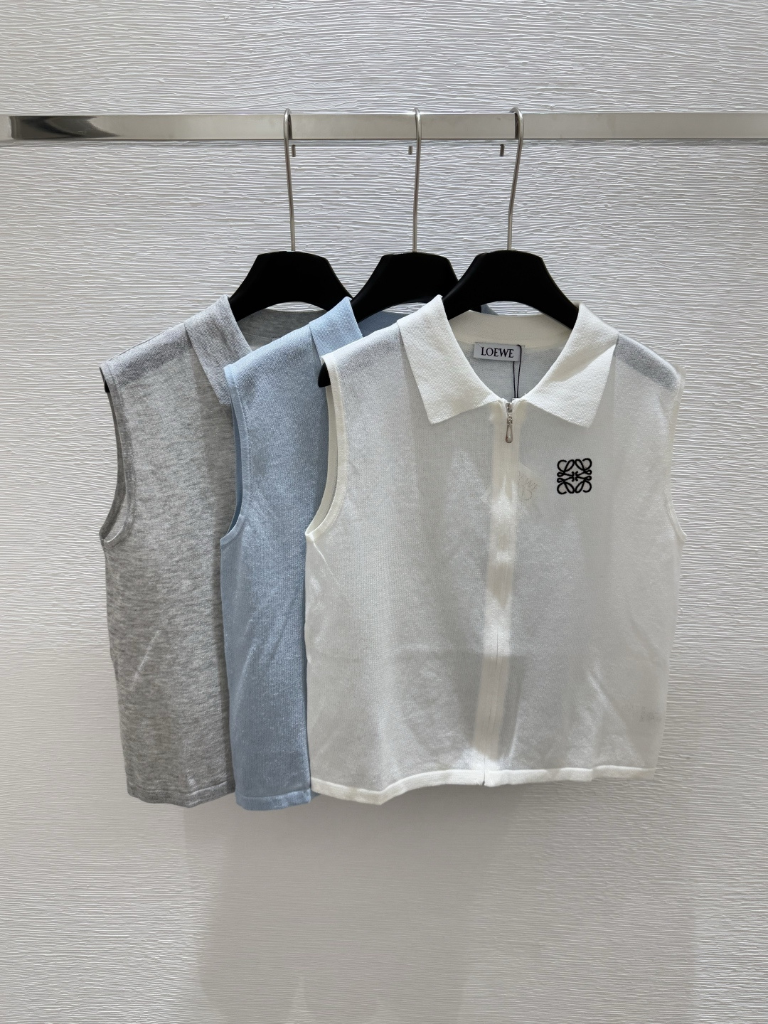 NO:425442,LO Home Summer New Style Lapel Knitted Zipper Vest Color White Blue Size 36.38.40, Alexander Wang19860909LO家 夏季新款 翻领针织拉链背心 颜色白色 蓝色 尺码36.38.40,,alexander wang,Women's clothing