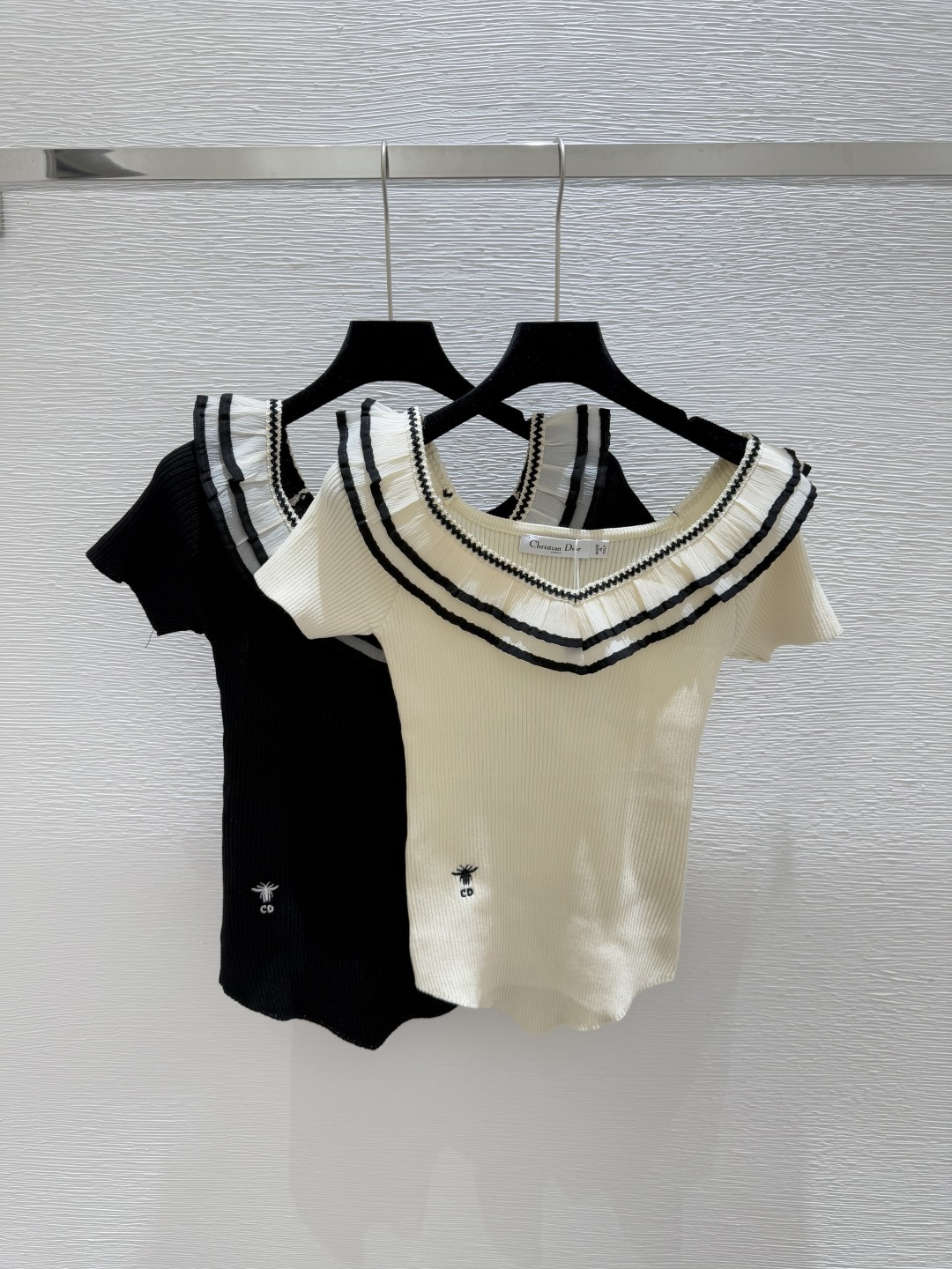 NO:425453,D Home New Summer Style Round Neck Knitted Lace Short Sleeve Color White Black Size 36.38.40, Dior, T-shirt, alexander wang19860909D家 夏季新款 圆领针织花边短袖 颜色白色 黑色 尺码36.38.40,,dior,T-shirt,alexander wang,Women's clothing