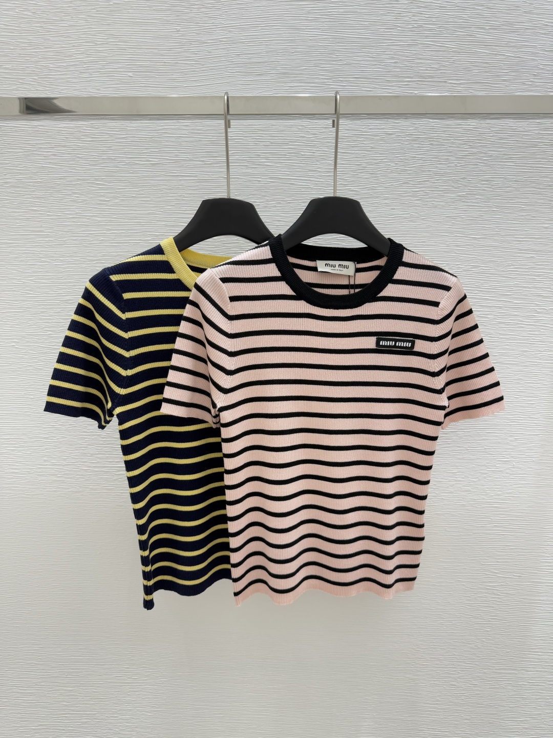 NO:425466,M Home New Summer Style Round-neck Striped Knitted Short Sleeve Color Pink Royal Blue Size 36.38.40, T-shirt,alexander wang19860909M家 夏季新款 圆领条纹针织短袖 颜色粉色 宝蓝色 尺码36.38.40,,T-shirt,alexander wang,Women's clothing