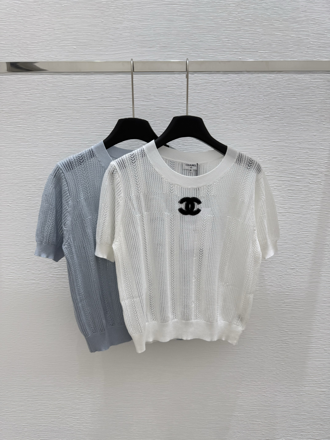 NO:425477,CH Home Summer New Style Round Neck Knitted Short Sleeve Color White Blue Size 36.38.40, T-shirt,alexander wang19860909CH家 夏季新款 圆领针织短袖 颜色白色 蓝色 尺码36.38.40,,T-shirt,alexander wang,Women's clothing