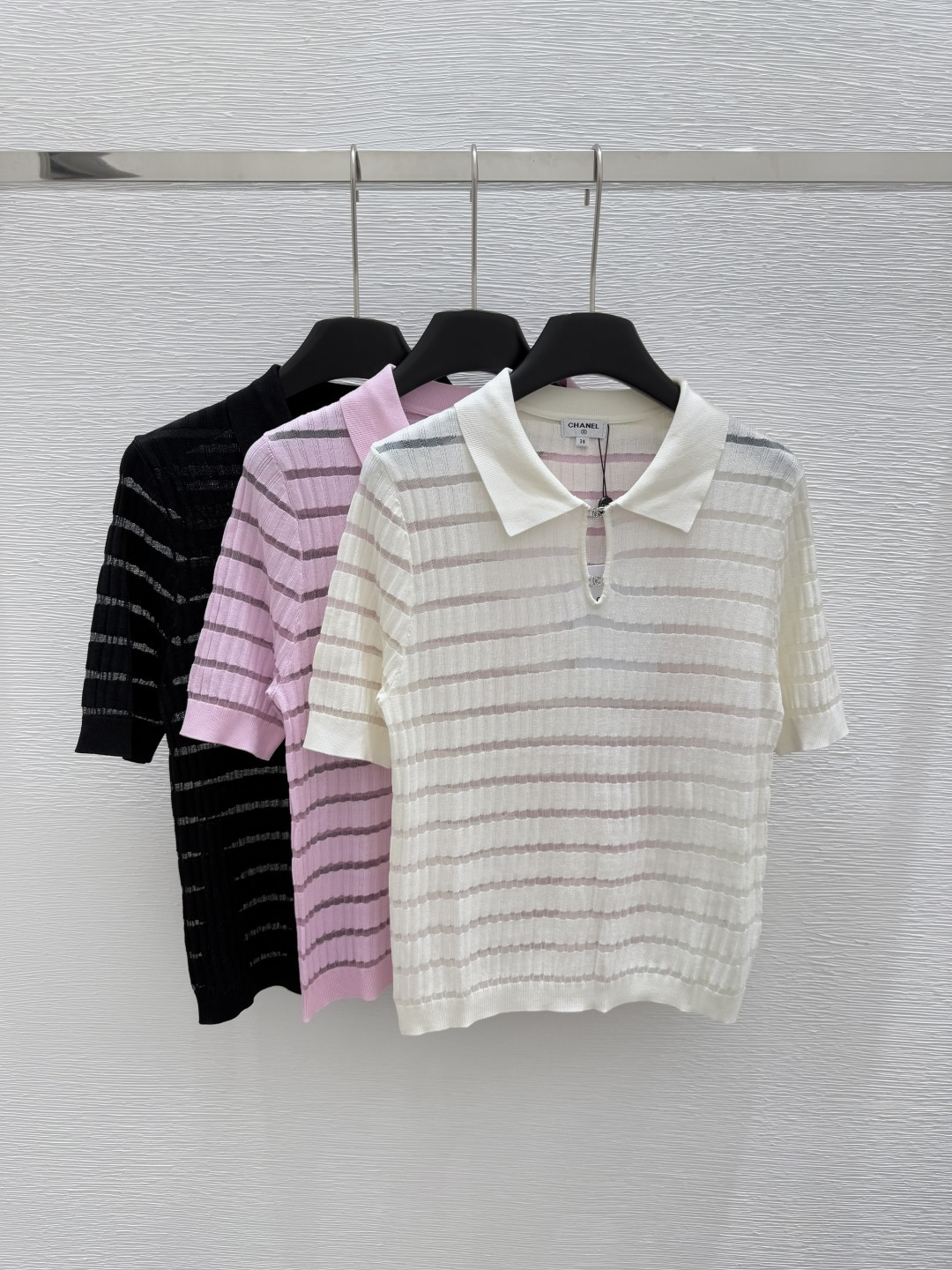 NO:419283,CH Home Summer New Style Round Neck Knitted Button Short Sleeve Color Pink White Black Size 36.38.40, T-shirt,alexander wang19860909CH家 夏季新款 圆领针织纽扣短袖 颜色粉色 白色 黑色 尺码36.38.40,,T-shirt,alexander wang,Women's clothing