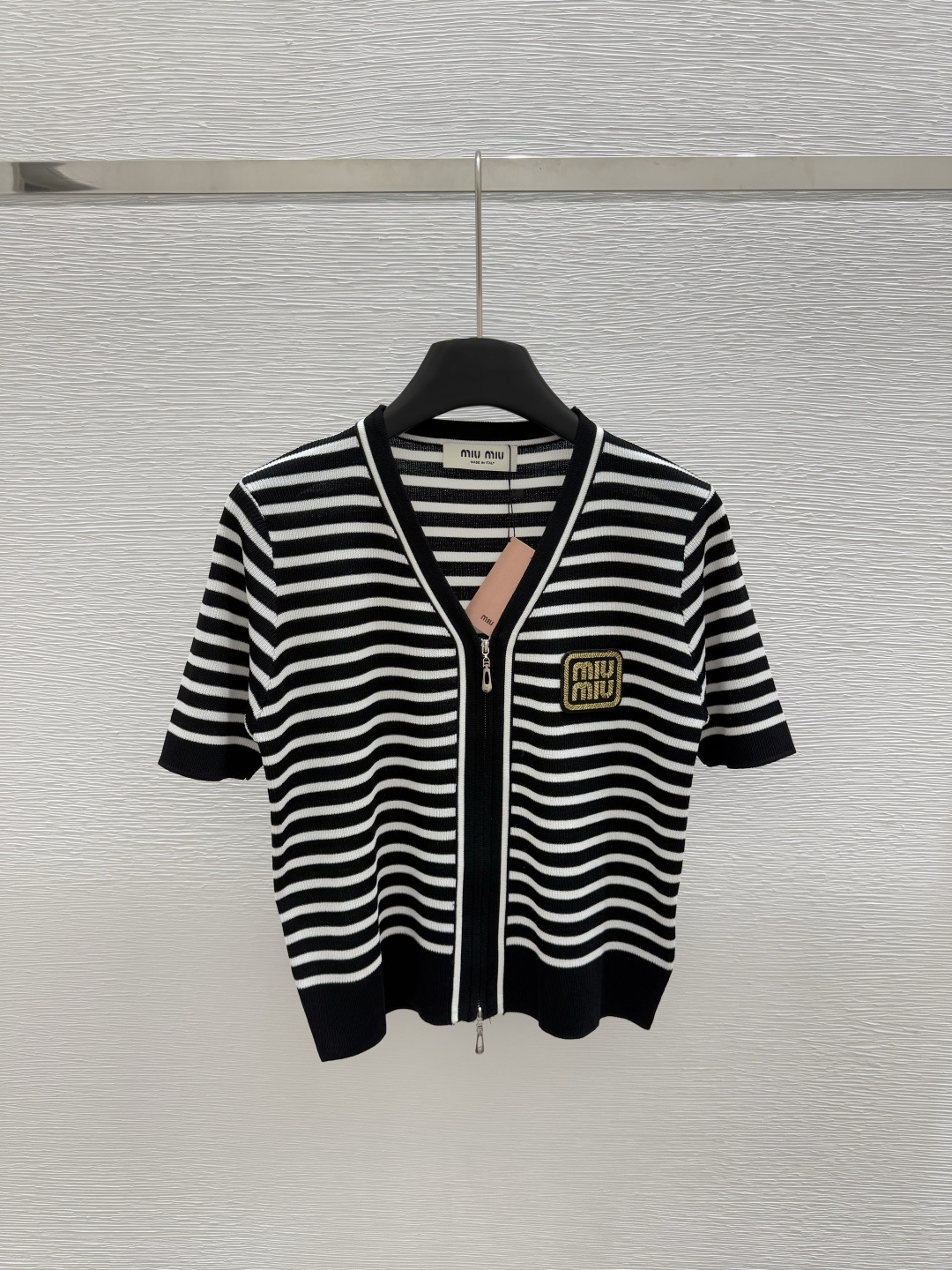 NO:419324,M Home New Summer Striped Cardigan Knitted Short Sleeve Color Black Size 36.38.40, T-shirt,alexander wang19860909M家 夏季新款 条纹开衫针织短袖 颜色黑色 尺码36.38.40,,T-shirt,alexander wang,Women's clothing