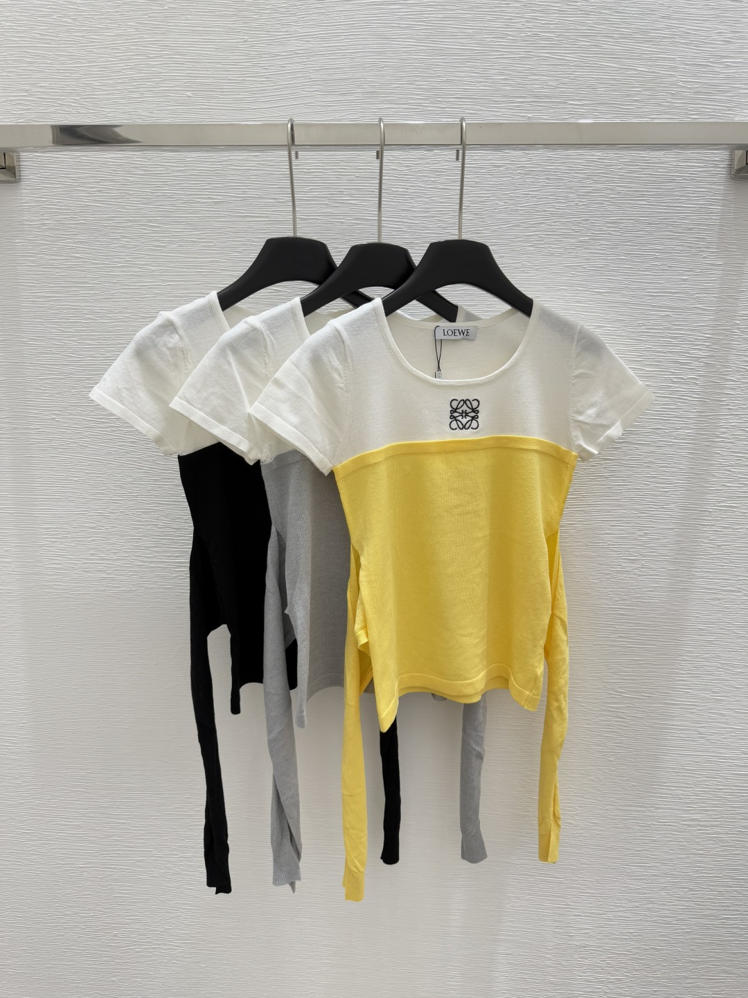 NO:419216,LO Home Summer New Style Round Neck Knitted Strap Color Block Short Sleeve Color Yellow Gray Black Size 36.38.40, T-shirt,alexander wang19860909LO家 夏季新款 圆领针织绑带拼色短袖 颜色黄色 灰色 黑色 尺码36.38.40,,T-shirt,alexander wang,Women's clothing