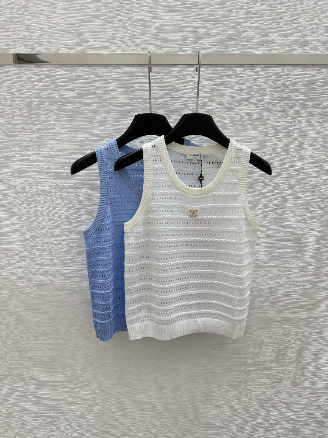 NO:423085,CH Home Summer New Style Round Neck Knitted Vest Color White Blue Size 36.38.40, Alexander Wang19860909CH家 夏季新款 圆领针织背心 颜色白色 蓝色 尺码36.38.40,,alexander wang,Women's clothing