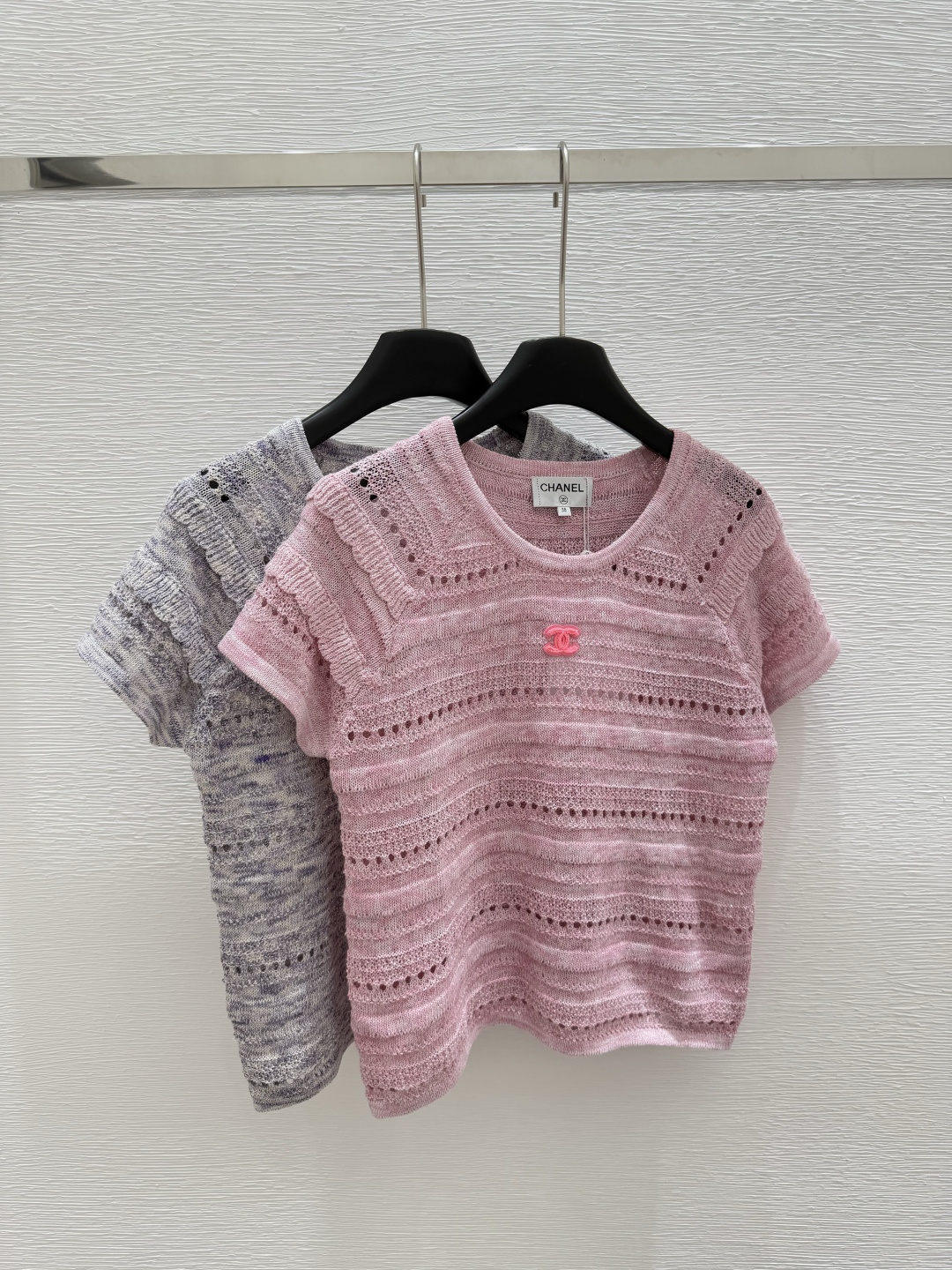 NO:423049,CH Home Summer New Style Round Neck Knitted Short Sleeve Color Pink Gray Size 36.38.40, T-shirt,alexander wang19860909CH家 夏季新款 圆领针织短袖 颜色粉色 灰色 尺码36.38.40,,T-shirt,alexander wang,Women's clothing