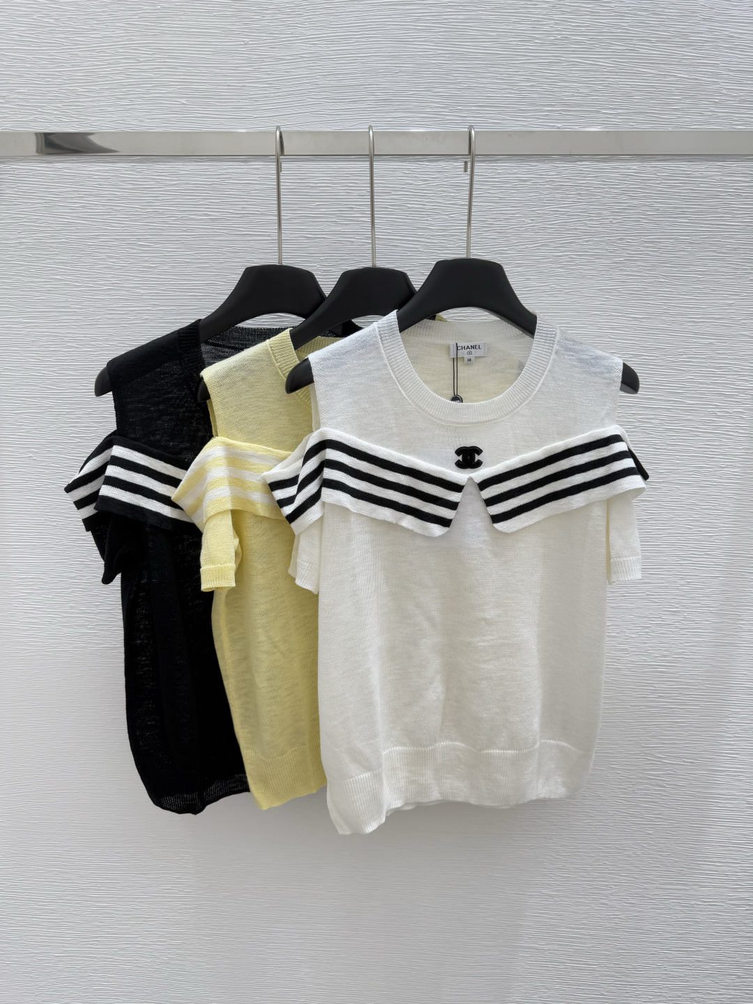 NO:423029,CH Home Summer New Style Round Neck Knitted Lace Short Sleeve Color White Black Yellow Size 36.38.40, T-shirt,alexander wang19860909CH家 夏季新款 圆领针织花边短袖 颜色白色 黑色 黄色 尺码36.38.40,,T-shirt,alexander wang,Women's clothing