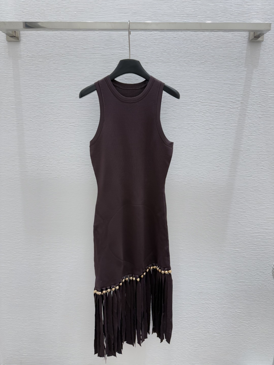 NO:417880,S Home Summer New Style Round Neck Knitted Beaded Tassel Vest Skirt Color Burgundy Size 36.38.40, Skirts, Alexander Wang19860909S家 夏季新款 圆领针织钉珠流苏背心裙 颜色酒红色 尺码36.38.40,,skirts,alexander wang,Women's clothing