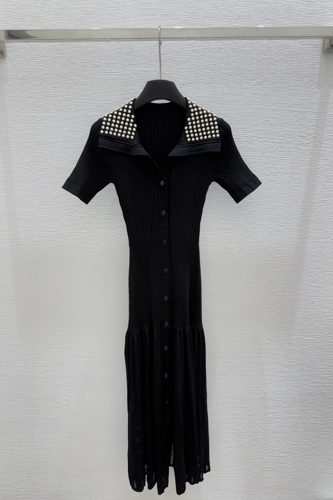 NO:417890,CO Home Summer New Lapel Knitted Beaded Dress Color Black Size 36.38.40, Skirts, Alexander Wang19860909CO家 夏季新款 翻领针织钉珠连衣裙 颜色黑色 尺码36.38.40,,skirts,alexander wang,Women's clothing