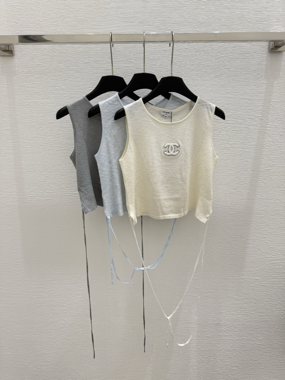 NO:419379,CH Home New Summer Strap Knitted Vest Color White Gray Blue Size 36.38.40,,alexander wang19860909CH 家 夏季新款 绑带针织背心 颜色白色 灰色 蓝色 尺码36.38.40,,alexander wang,Women's clothing